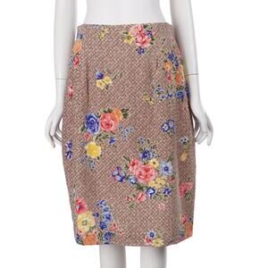 NWT DIANE VON FURSTENBERG Vintage Skirt 10 Floral Print Silk Pencil Straight